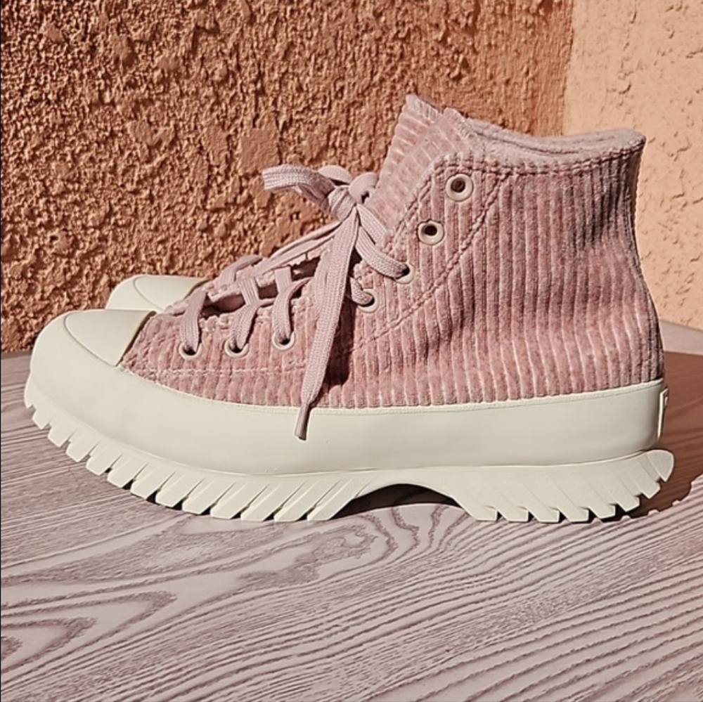 Converse chuck taylor pink velour high top platform sneakers mens 9.5 wo'n 11.5 - Picture 4 of 13